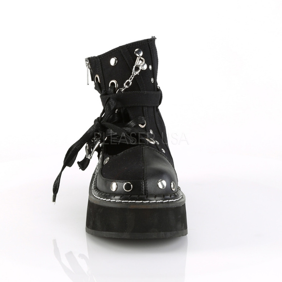 Gothic Platform Studded Buckle Lace Up Ankle Boots - Picture 2 of 5